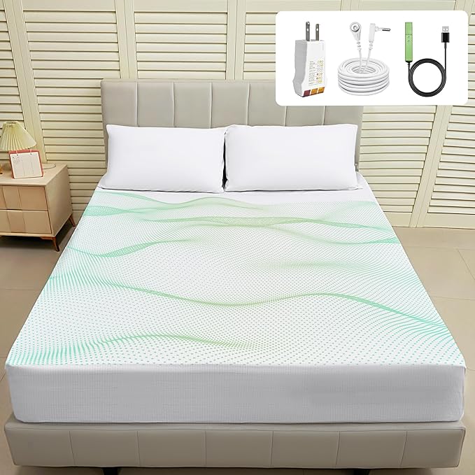 Groundingtop Bare Earth Grounding Sheets Twin Size - 90% Cotton + 10% Silver Fiber Earthing Sheets Grounded Well Bed Sheet - Conductive Earth Fitted Sheet for Better Sleep(White, Twin, 35*75*15inch)
