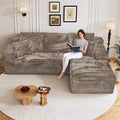 108" Boneless Cloud Sectional Couches for Living Room, Comfy Fluffy L Shaped Memory Foam Deep Seat Boneless Couch, Modular Sectional Sofa with Right Facing Chaise, Brown