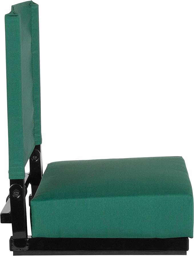Flash Furniture Grandstand Portable Stadium Seats for Bleachers or Benches, Folding Padded Stadium Chairs with Handle, Pack of 2, 500 lb. Weight Capacity, Hunter Green