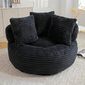 Bean Bag Chair, Corduroy Oversized Chair for Adults, Comfy Big Accent Sofa Lounge Floor Chair, Stuffed Bean Bag Couch for Gaming, Reading, Living Room, Bedroom, Black