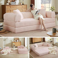 Chorlenimi Boneless Couch Futon Sofa Bed Sectional Couches for Living Room,Cloud Couch with Sleeper Sofa,Sofas for Living Room Oversized Corduroy Upholstered (Pink, 76 Inches (No Iron Frame))