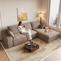 107 Inch Modular Sectional Sofa with Deep Seat, Corduroy Cloud Sectional Couch, Modern Boneless Couches with L-Shape Chaise for Living Room Bedroom, No Assembly Required (Camel, Right Facing Chaise)