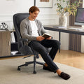 VINGLI Executive Ergonomic Office Chair with 100-130° Reclining, High-Back Desk Chair with Adjustable Base & Headrest Support & Wheels, Comfy Gaming Chair for Computer, Home Office, Pu-Leather, Black
