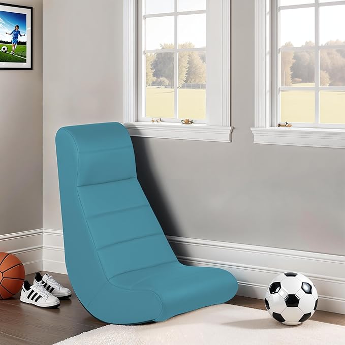 Factory Direct Partners 10489 Soft Ergonomic Horizontal Soft Video Rocker- Great for Reading, Gaming, Meditating, or TV for Kids Teens and Adults - Teal