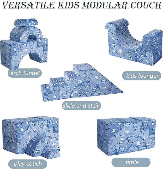 MeMoreCool Foam Climbing Toddler Couch – Modular Kids Sofa with Slide & Stair | Convertible Baby Couch for Playroom, Sectional Furniture for Crawling, Climbing, Kids’ Play