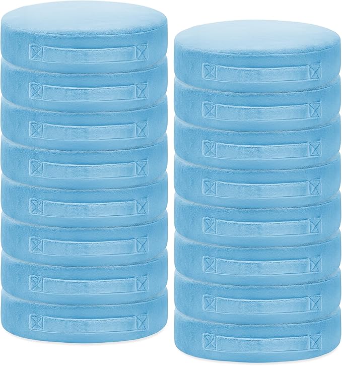 16 Pcs Round Floor Cushions for Kids, 15'' Plush Flexible Seating Pillows with Handles, Soft Chair Seats for Classroom Elementary Daycare Preschool Playroom Reading Corner Light Blue