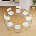 8 Pack White Plastic Folding Chairs - Event Starter Stackable for Church, Classroom, Community Hall (250lb Capacity)