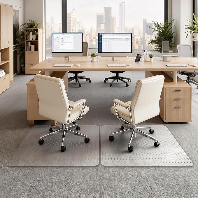 PURE JAJA Chair Mat for Carpet, Clear PVC, Modern Style, Low Profile Design with Beveled Edges, Durable Floor Protection for Home Office, 36 x 48Inches, 2 Pack