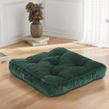 PRIMEPATIO Square Floor Pillow for Adults, Tufted Floor Cushion for Sitting, Large Meditation Cushion, Thick Corduroy Seat with Handle, Tatami Seating for Yoga, 22x22 Inch Green, 1Pack