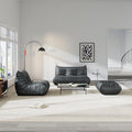 Comfy Lazy Floor Sofa Couch,Soft Armless Chair,Faux Leather Lounge Chair,Corner Relax Sofa Couch for Living Room Bedroom,Salon Office,Adults((Black+2P+1P+ Ottoman)