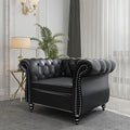 QHITTY Accent Chair, Chesterfield Chair Modern Leather Upholstered Chair with Tufted Back for Living Room Furniture (Black)