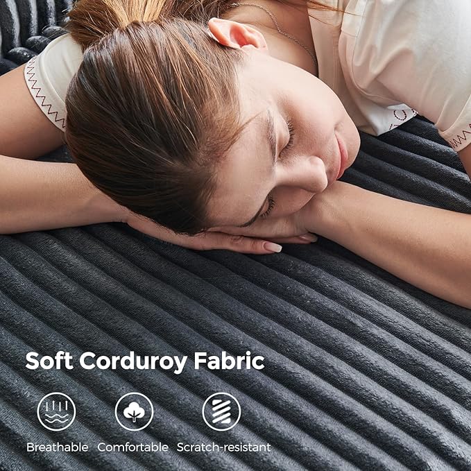 Bean Bag Chair, Giant Bean Bag Chairs for Adults, Comfy Corduroy Boneless Chair, Memory Foam Filled Bean Bag Sofa for Living Room, Bedroom, Balcony, Grey
