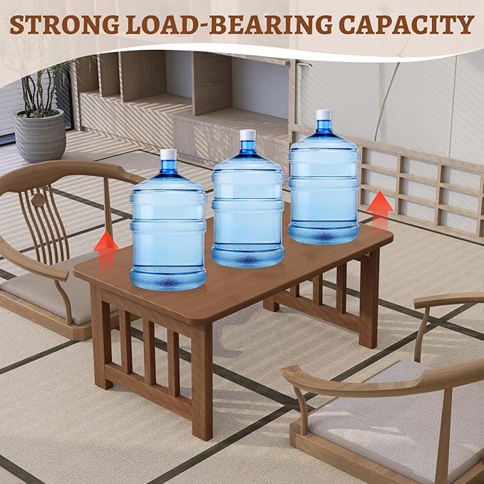 JNNXZZ Japanese Folding Coffee Table,Foldable Low Table for Sitting,Bamboo Collapsible Floor Tea Table,Portable Versatile Meditation Table for Tatami Living Room Home Office Apartment (Brown)