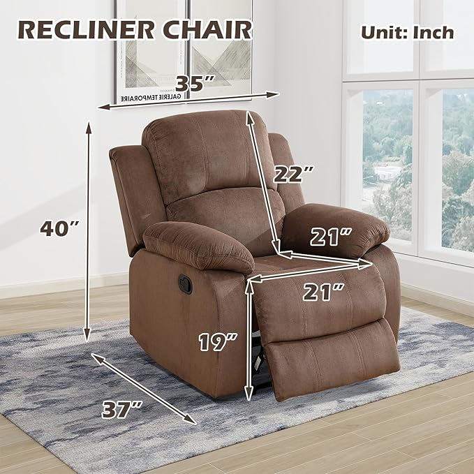 SIENWIEY Manual Recliner Sectional Sofa for Living Room,L Shaped Reclining Sectional Corner Couch with Chair,Brown Fabric Recliner Sofa Set with Storage Console/Drop Down Coffee Table/Cup Holders