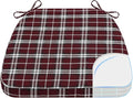 AAAAAcessories D-Shaped Chair Cushions, 2" Thick Dining Chair Pads with Ties and Removable, Machine-Washable Cover, 17" x 16", Red Checkered