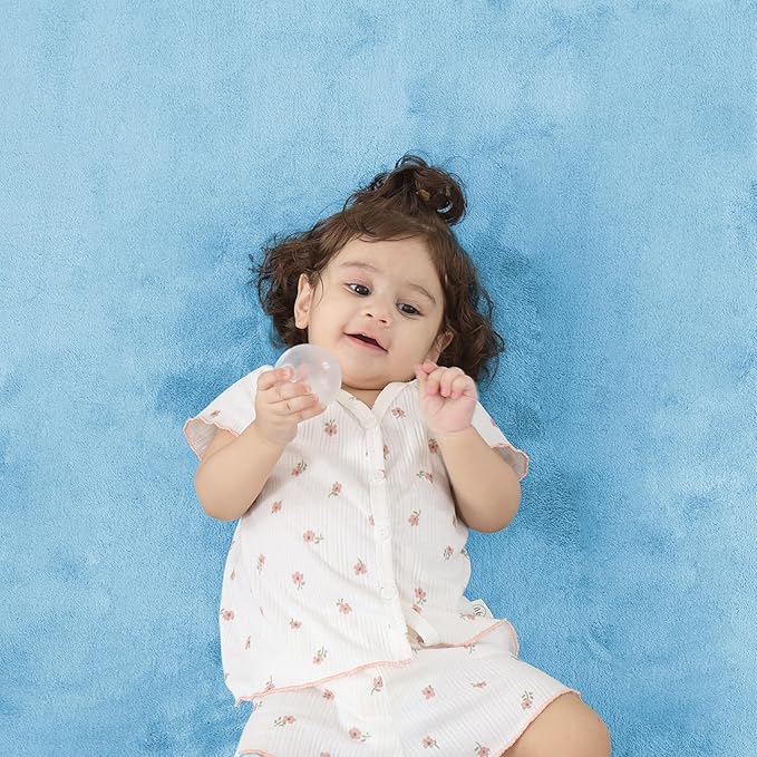 PAPAMAT 1.3" Thick Baby Floor Play Mat 50x50, Basic Padded Foam Mat for Tummy Time Crawling, Non Slip Cushioned for Babies Toddlers Infants Kids (Ice Blue)