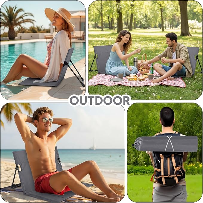 Jetec Foldable Floor Backrest Chair Portable Camping Chair with Storage Bag Light Weight Lazy Seat for Indoor Outdoor Bed Ground Park Lawn Concerts Beach Hiking