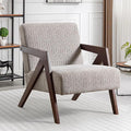 Bonzy Home Mid-Century Modern Accent Chair with Solid Wood Frame, Upholstered Armchair for Bedroom & Living Room,Reading Side Chair with Soft Lien Fabric Cushion,Easy Assembly