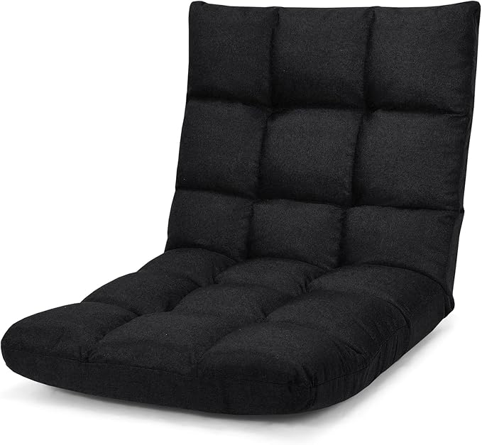 Giantex Floor Sofa Chair Video Gaming Chair with 14 Adjustable Position, Padded Back Support Floor Cushioned Seat, Folding Lazy Chair for Meditation, Reading, Watching, Living Room Recliner(Black)
