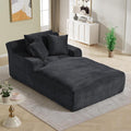 50"W x 76"D Oversized Chaise Lounge Chair Indoor Boneless Reading Chair Plush Corduroy Recliner Large Deep Seat Upholstered Sleeper Comfy Sofa Couch with 3 Pillows for Living Room Bedroom, Dark Gray