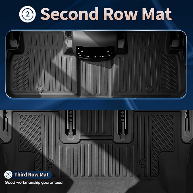 2026 Palisade Floor Mats Only Fuel 7-Seat All Weather TPE Cargo Mat with Backrest Mat for Hyundai Palisade Accessories 2026 SE/SEL Convenience/SEL Premium/Limited/XRT PRO/Calligraphy Black