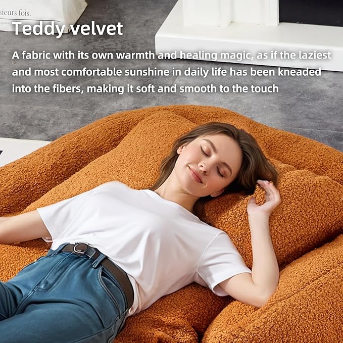 Cozy Brown Folding Sofa Chair with 5 Adjustable Positions – Perfect Plush Lounge Chair for Gaming, Meditation, and Relaxing Anytime!