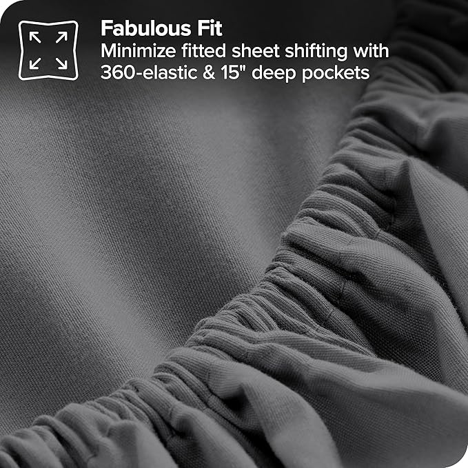 Bare Home Bed-in-A-Bag 7 Piece Comforter & Sheet Set - Queen - Goose Down Alternative - Ultra-Soft 1800 Premium - Bedding Set (Queen, Grey/Grey)