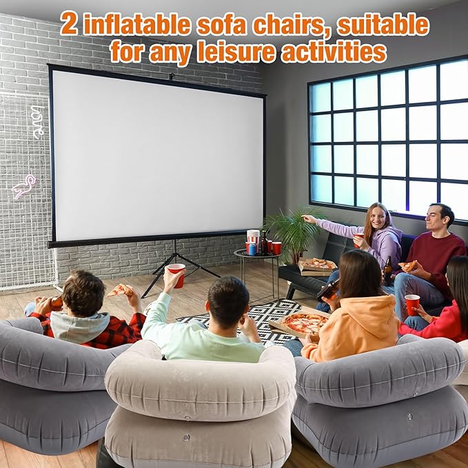 Threehoney 2 Pcs Inflatable Lounge Chair Deck Chair Lazy Sofa, Blow Up, Folding, Portable Couch for Home, Office Balcony, Floor Seating (Beige,Dark Grey)