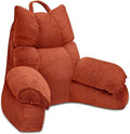 RRPAHWTV Reading Pillow for Bed with High Arm Rests,Back Support Pillow for Sitting Up in Bed with Shredded Memory Foam for Reading, TV, Gaming or Relaxing on Floor（Bright Orange, Small）