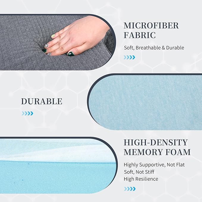 HOMBYS Leg Pillow for Sleeping, 4" Thick Z Shape Memory Foam Knee Pillow for Side Sleeper Helps Spine Alignment and Offer Full Body Support, Relief Pressure, Removable Cover Machine Washable, 4" Thick