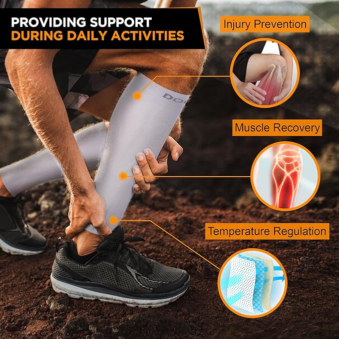 Doc Miller Compression Calf Sleeve for Men & Women – 20-30mmHg Graduated Support for Running, Shin Splints, Calf Strain – Knee High, Small to 6XL Plus Size