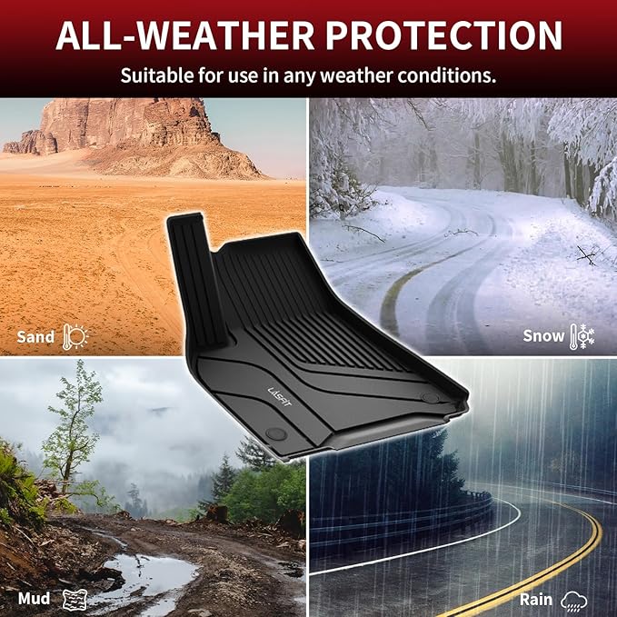 LASFIT 6PC Premium Extra Thick Floor Mats for Tesla Model Y 2025 2024 2023-2020 5 Seater | Custom Fit TPE All Weather | Model Y Accessories 1st & 2nd Row & Cargo Trunk Mats Full Set, Black
