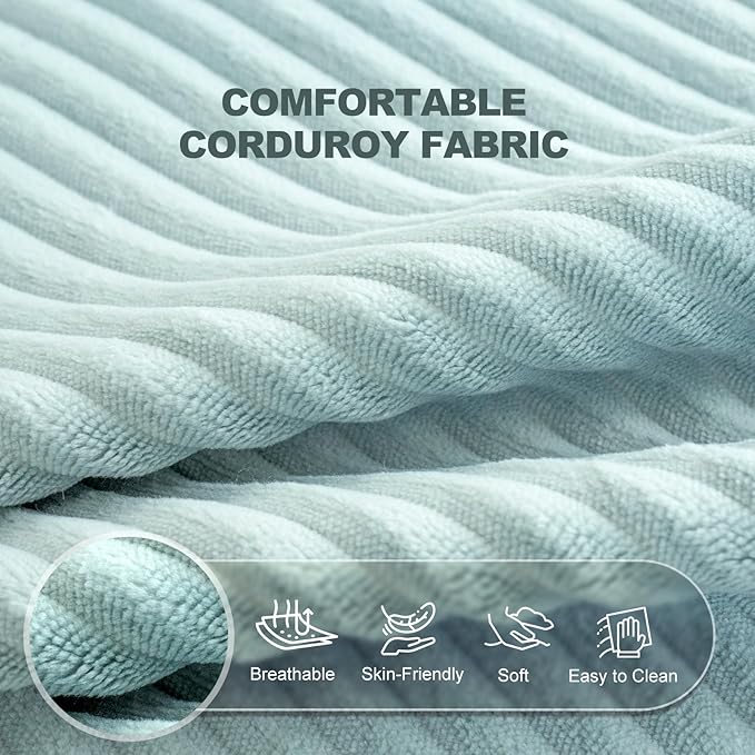 Giant Bean Bag Chair with Armrests - Oversized Cozy Seating for Adults, Corduroy Fabric & High-Resilience Foam Filling, Ideal Lounge for Living Room, Bedroom & Gaming Room (Mint Green)