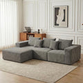 Sytopia 109" L-Shaped Cloud Couch, Boneless Modular Sectional Sofa with Deep Seat for Living Room Bedroom, Modern Floor Couch Corduroy, Comfy Sleeper Futon Sofa Bed 40D Foam Furniture, Left Facing