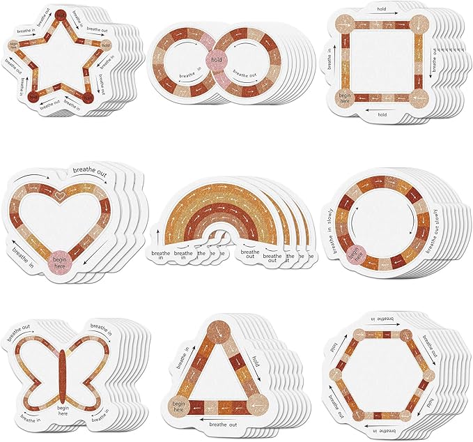 Gersoniel 72 Pcs Anxiety Sensory Stickers Strips Adhesive Textured Mental Health Calm Stickers Mindfulness Fidget Decals Stress Anxiety Relief Items for Therapy Office Desk Counselor(Boho Breathe)