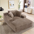50"W x 68"D Oversized Chaise Lounge Chair Indoor Boneless Reading Chair Plush Corduroy Recliner Large Deep Seat Upholstered Sleeper Comfy Sofa Bed Couch with 3 Pillows for Living Room Bedroom, Camel