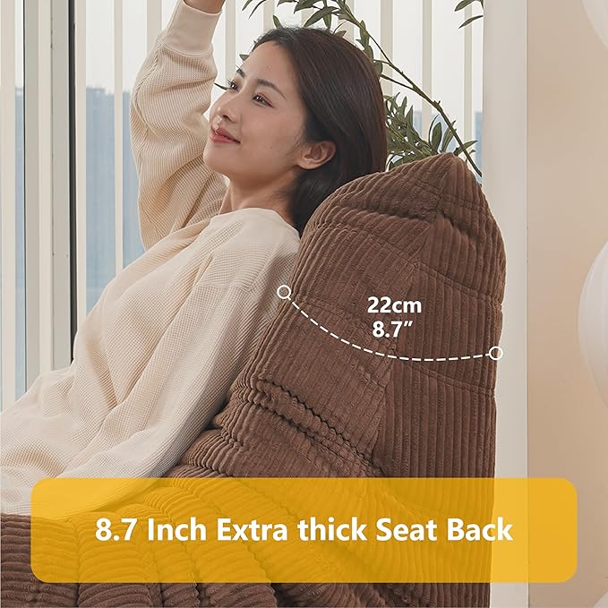 N&V Fireside Chair, Mid Century Armless Floor Sofa, Soft Premium Corduroy Floor Lounge Chair, Foam Sofa for Living Room Bedroom and Office (Future Dusk)