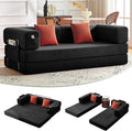 Carzzi-Life 79" Convertible Sofa Bed with Pillows, Corduroy Folding Sleeper Sofa with Fixed-Shape Frame, Boneless Couch for Living Room Bedroom, Floor Sofa Lounge No Assembly Required (Grey)