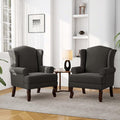 DREAMSIDEA Accent Chair, High Back Upholstered Armchair with High Resilience Sponge & Wood Legs, Mid-Century Modern Comfy Single Sofa Reading Chairs for Living Room, Bedroom (Dark Grey, Set of 2)