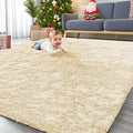OLANLY 8x10 Machine Washable Large Area Rugs for Living Room, Bedroom, Soft Fluffy Shaggy Bedside Rug, Indoor Floor Carpet for Kids Girls and Boys, Dorms, Nursery, Home Decor Aesthetic, Cream