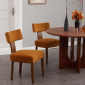 RIVOVA Upholstered Dining Chairs Set of 2, Modern Wooden Kitchen Chairs Fabric Side Dining Room Chair Farmhouse Dinner Chair for Kitchen Dining Room, Yellow Brown
