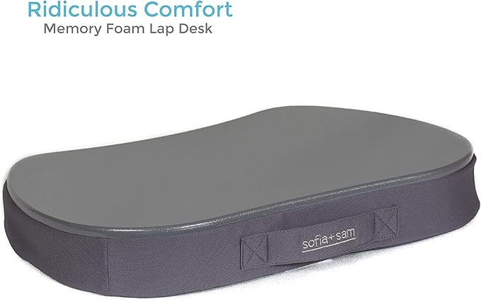 Sofia + Sam Mini Lap Desk with Memory Foam Cushion | Handle | Fits Laptops Up to 15" | Work from Home | Silver | Portable Travel Desk | Reading Writing and Coloring