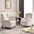 EBELLO 2 Pcs Pushback Recliner Chairs, Fabric Armchair Push Back Recliner with Rivet Decoration, Single Sofa Accent Chair for Living Room, Bedroom,Beige