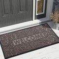 Yimobra Large Welcome Mat 47x24, Waterproof Non-Slip Outdoor Mats for Front Door Outside Entrance, Low-Profile Entryway Mat Indoor for Garage Patio, Brown