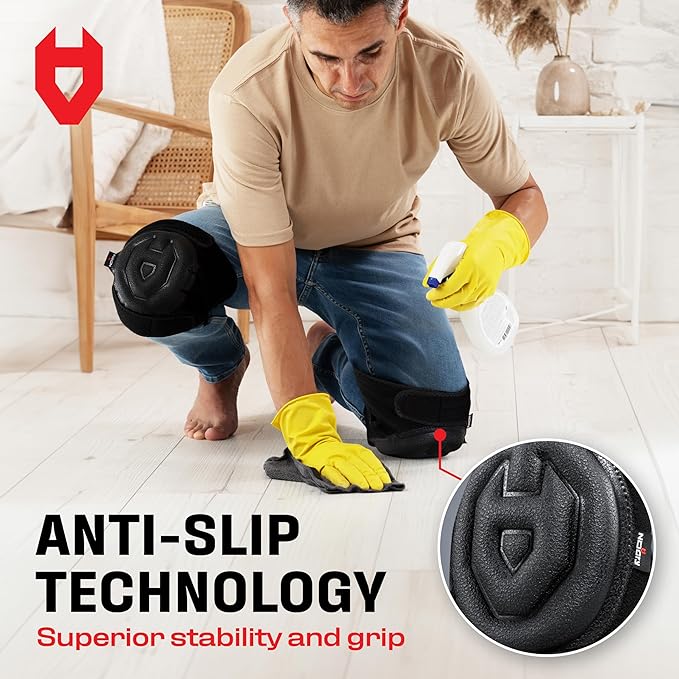 NoCry Gel Knee Pads for Men and Women with Soft Foam Cushion — Waterproof Anti-Slip Cap and Easy to Use, Adjustable Non-Slip Straps — Durable, Lightweight Design — Perfect for Gardening Work