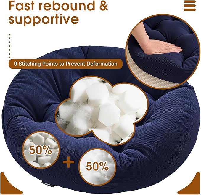 4Pcs Floor Pillows for Adults, 22x22 Inch Meditation Cushions, Large Round Sitting Cushion Living Room Memory Foam Pillow for Sitting (4, Navy, 22x22x4 Inch)