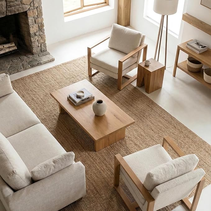 Modern Linen Accent Chair Set of 2 for Living Room Bedroom Mid Century Armchairs with Metal Frame, Upholstered Office Accent Chairs Comfy Waiting Room Chairs with Metal Frame, Beige
