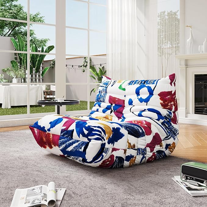 Selyteramy Oversized Bean Bag Chairs for Adults, Giant Beanbag Chair with Memory Foam, Comfy Lounge Chair Lazy Sofa for Apartment, Living Room, Bedroom, Office(Knit Fabric)