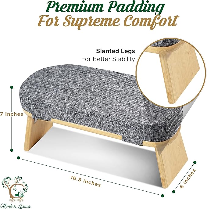 MONK & LLAMA Meditation Bench - Foldable, Ergonomic, Bamboo Kneeling Stool— Perfect Seiza Bench Meditation Stool Chair for Prayer & Travel - Deeper & Enjoyable Sessions