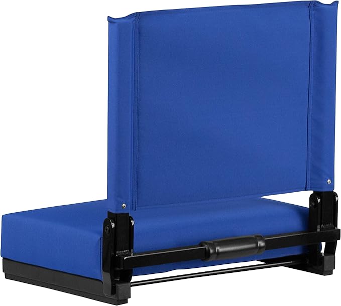 Flash Furniture Grandstand Portable Stadium Seat for Bleachers or Benches, Folding Padded Stadium Chair with Carrying Handle, 500 lb. Weight Capacity, Blue